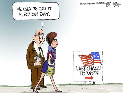 Election Day 2012 Political Cartoon - Final Vote - Bokbluster.com