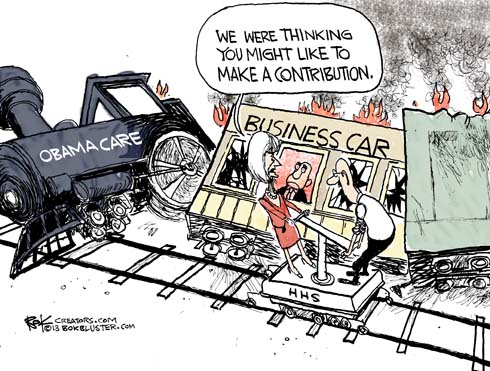 Obamacare Cartoon - Train Wreck - Bokbluster.com