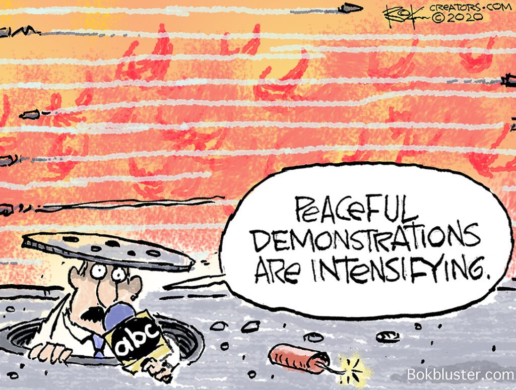 peaceful demonstrations, protests, media